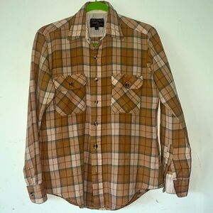 Country Squire by Block Western Brown plaid Shirt  Men’s 15 /15.5 Medium